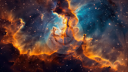 Vibrant Colorful Space Galaxy Cloud Nebula, A Stunning Stary Night Cosmos Universe Science Astronomy Supernova Background Wallpaper Generative AI - obrazy, fototapety, plakaty