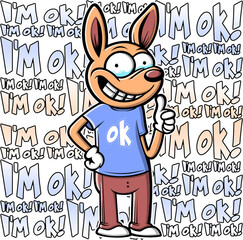 Funny Dog Illustration with I'm OK Words
