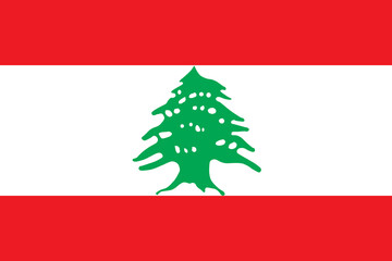 Naklejka premium Close-up of red, white and green national flag of Asina country of Lebanon with cedar tree. Illustration made March 1st, 2024, Zurich, Switzerland.