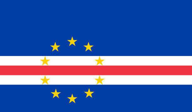 Close-up of blue, white, red and yellow national flag of African country of Cape Verde with stars. Illustration made March 1st, 2024, Zurich, Switzerland. - Powered by Adobe