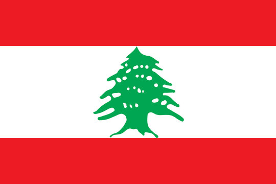 Close-up of red, white and green national flag of Asina country of Lebanon with cedar tree. Illustration made March 1st, 2024, Zurich, Switzerland.