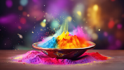 Dust paint heaped in a plate , happy holi indian concept - obrazy, fototapety, plakaty