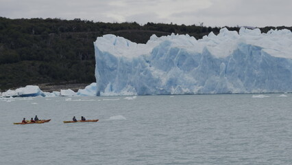 Kayakers Approaching the Majestic Perito Moreno Glacier Slowly