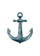 watercolor isolated anchor on transparent background . © Anna Bezbabnykh