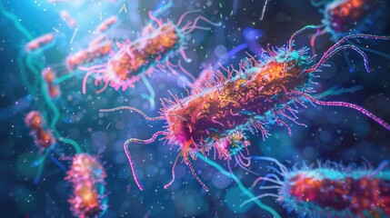 Dramatic Microscopic Battle Between Bacteria and Antibiotics - obrazy, fototapety, plakaty