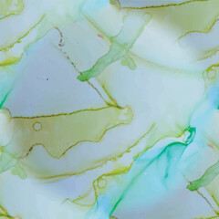 Marble Water Color. Luxury Marble. Blue Gradient Watercolor. Alcohol Ink Watercolor. Gold Marble Background. Green Ink Paint. Foil Vector Elegant Texture. Modern Seamless Template. Shiny Vector Ink.