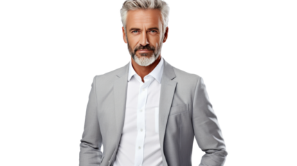 Business Casual Portrait of a Middle-aged Man on white background