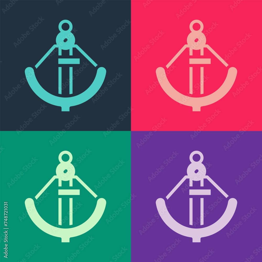 Poster pop art anchor icon isolated on color background. vector