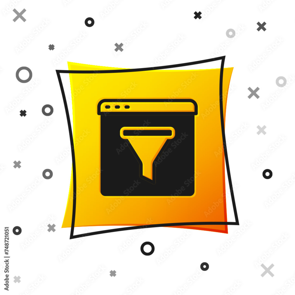 Poster black browser window icon isolated on white background. yellow square button. vector