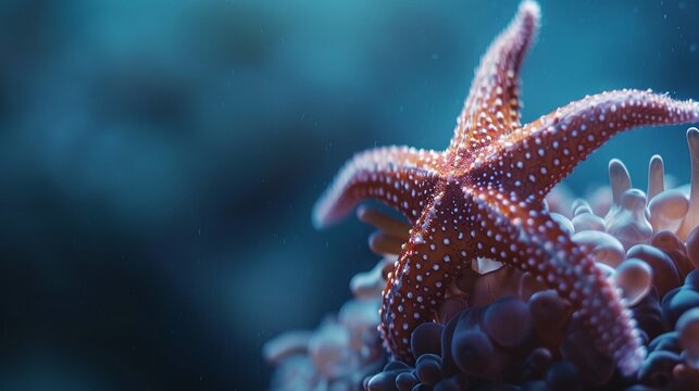 starfish in deep ocean ecosystem, underwater photography