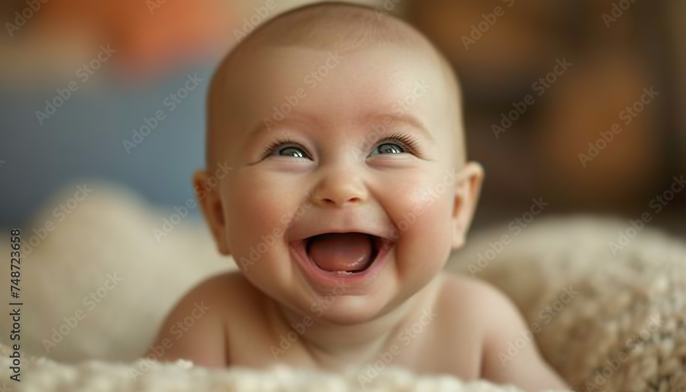 Canvas Prints portrait of laughing baby 