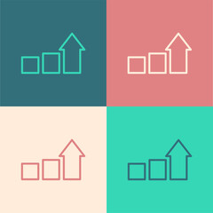 Pop art line Financial growth icon isolated on color background. Increasing revenue. Vector