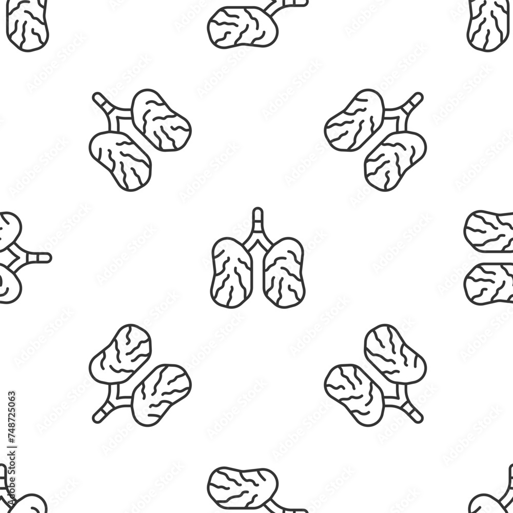 Sticker Grey line Disease lungs icon isolated seamless pattern on white background. Vector