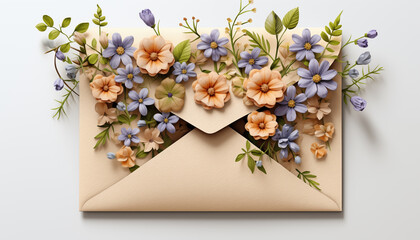 gift holiday design of an envelope with a gift with flowers