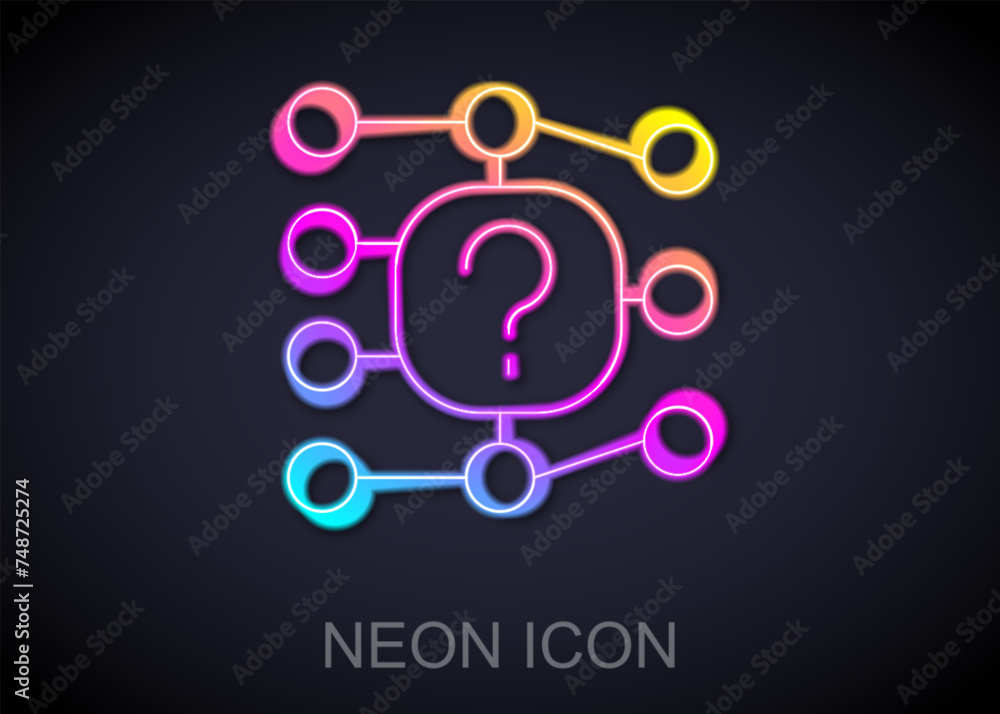 Poster glowing neon line neural network icon isolated on black background. artificial intelligence ai. vect