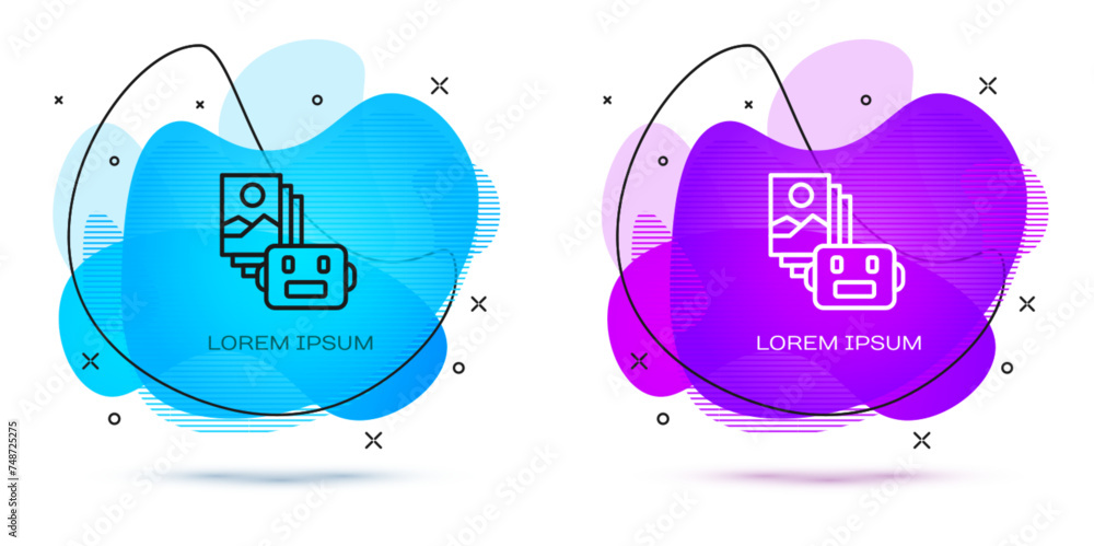 Poster line artificial intelligence robot icon isolated on white background. machine learning, cloud comput