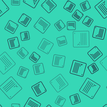 Black line Software, web developer programming code icon isolated seamless pattern on green background. Javascript computer script random parts of program code. Vector