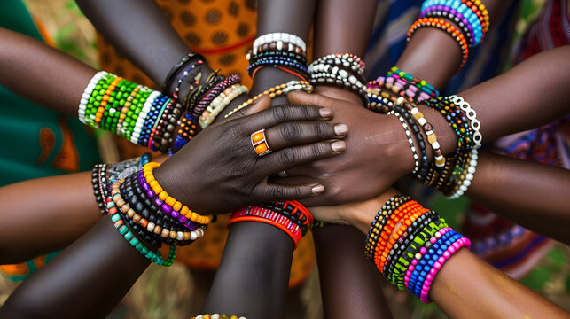 Image that symbolizes unity and collaboration. Show a diverse group of hands from different ethnicities and backgrounds coming together in a harmonious gesture.