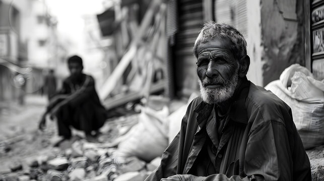 image that portrays the resilience of individuals navigating through the hardships of war-torn cities. Showcase the beauty and strength of real people facing adversity.