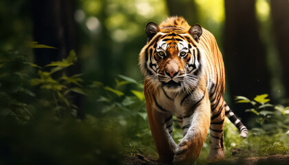 Ferocious tiger in wild jungle