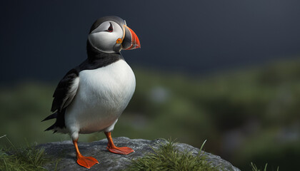 Atlantic puffin (Fratercula arctica) in its natural habitat, generative AI