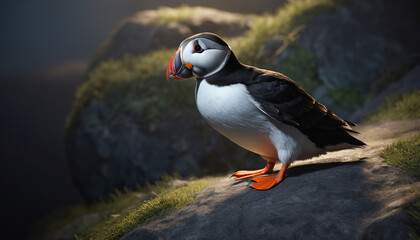 Atlantic puffin (Fratercula arctica) in its natural habitat, generative AI