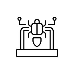 Obraz premium Laptop virus outline icons, minimalist vector illustration ,simple transparent graphic element .Isolated on white background