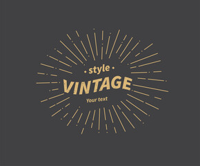 Vintage sunburst. Bursting sun rays. Design elements. vintage and hipster style. Vector illustration