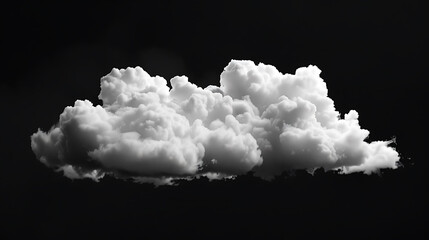 White cloud isolated on black background. 3D rendering of a fluffy cloud. - obrazy, fototapety, plakaty