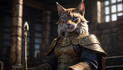 Ordinary cat in an extraordinary outfit, generative AI

