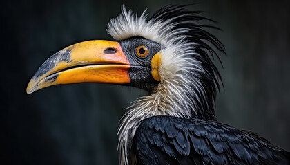 Hornbill with huge beak bird