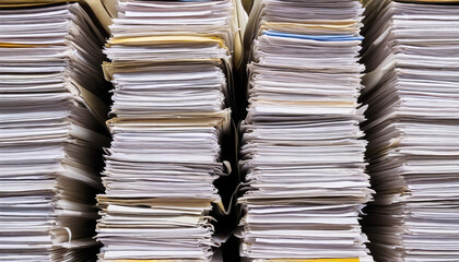 Bureaucracy, many stacks of papers, generative AI

