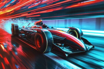 Fototapeta premium Futuristic race car speeding