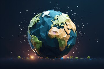 Earth planet illustrationcovered by rainy weather forecast, cold climate change. Generative Ai.