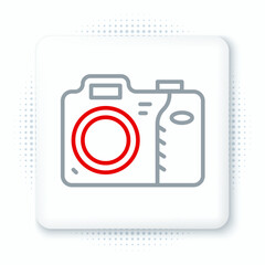 Line Photo camera icon isolated on white background. Foto camera icon. Colorful outline concept. Vector