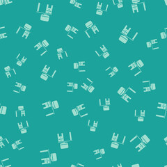 Green Computer monitor and desk icon isolated seamless pattern on green background. PC component sign. Vector Illustration