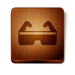 Brown Safety goggle glasses icon isolated on white background. Wooden square button. Vector