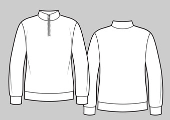 Women's half zip, high neck, long sleeve sweatshirt. © Olesya