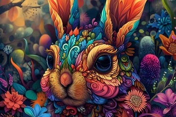 an colorful animal illustration for poster, background flyer. generated ai