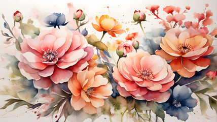 flowers painted with watercolors
