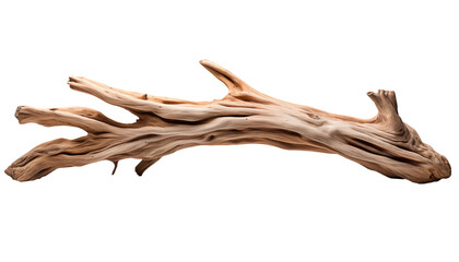 wooden driftwood on a white background. - obrazy, fototapety, plakaty