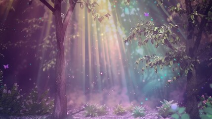 A magical night landscape with a cosmic mushroom glowing, crytal and sparkle, fantasy, evening beautiful nature backdrop like a panorama.