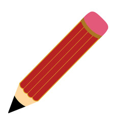 Pencil icon doddle simple modern illustration flat design that can be used for sticker, book, scrapbook, icon, decorative, e.t.c with red pink gold black cream colors