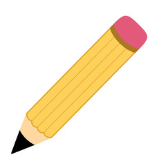 Pencil icon doddle simple modern illustration flat design that can be used for sticker, book, scrapbook, icon, decorative, e.t.c with yellow pink black cream colors 