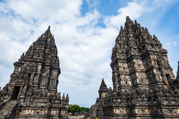 Prambanan temple complex in Yogyakarta, Indonesia. Prambanan is a 9th-century Hindu temple compound, and a UNESCO World Heritage Site