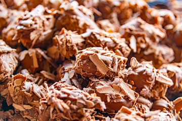 Chocolate products sold in a Belgian confectionery shop, Bruges