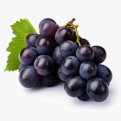 Fototapeta premium Blue grapes, a bunch on a white background.