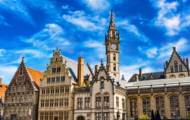 Fototapeta na wymiar Architecture of the old town of Ghent, Belgium