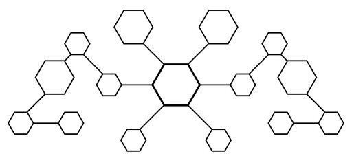 Scheme with hexagons on white background, illustration - obrazy, fototapety, plakaty