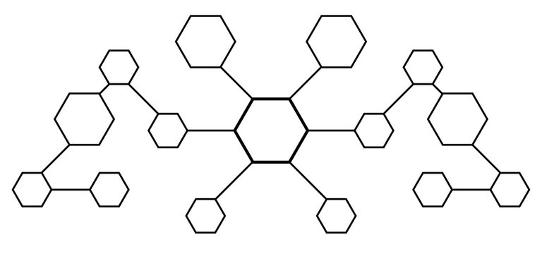 Fototapeta Scheme with hexagons on white background, illustration